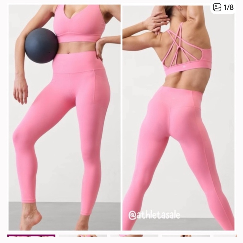 Pink Strappy Sports Bra and Leggings Set